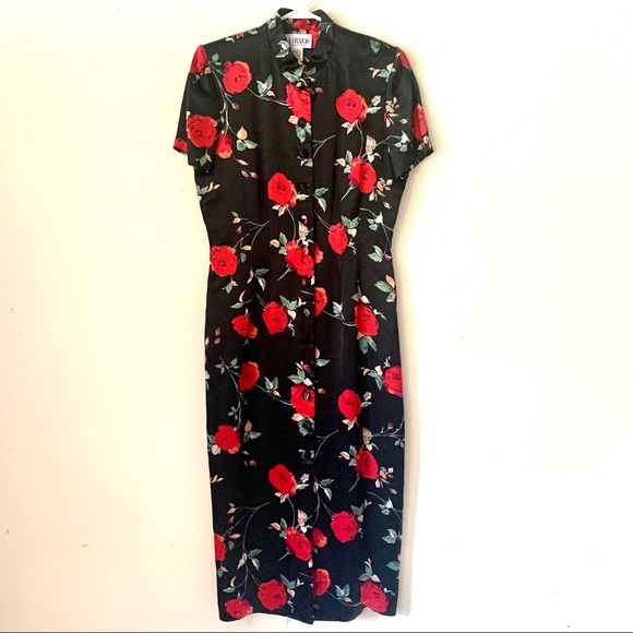 Vintage Dresses & Skirts - Vintage Asian Inspired Midi Dress